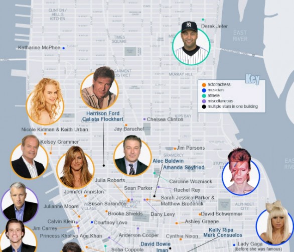 Mappa delle celebrità a New York